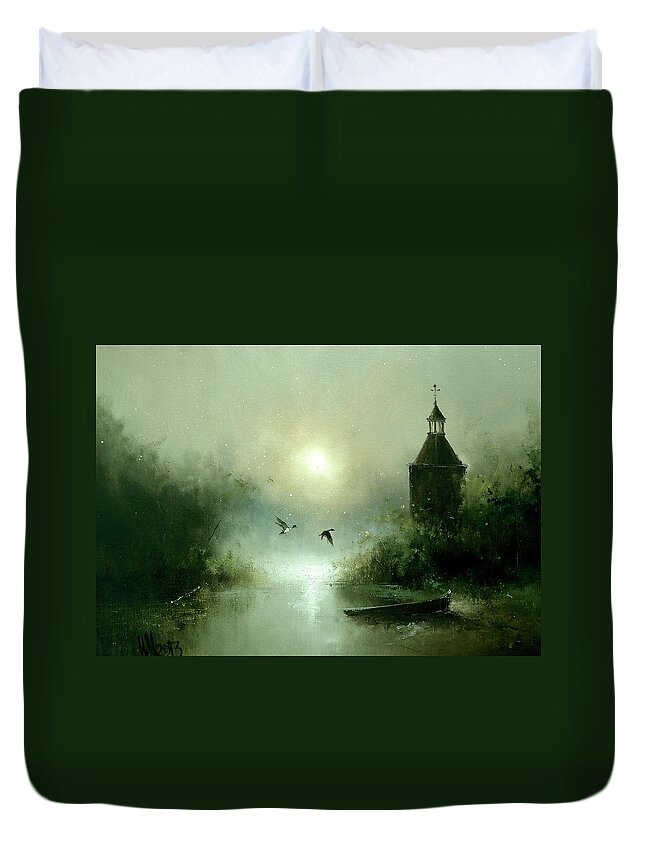 Russian Artists New Wave Duvet Cover featuring the painting Quiet Abode by Igor Medvedev
