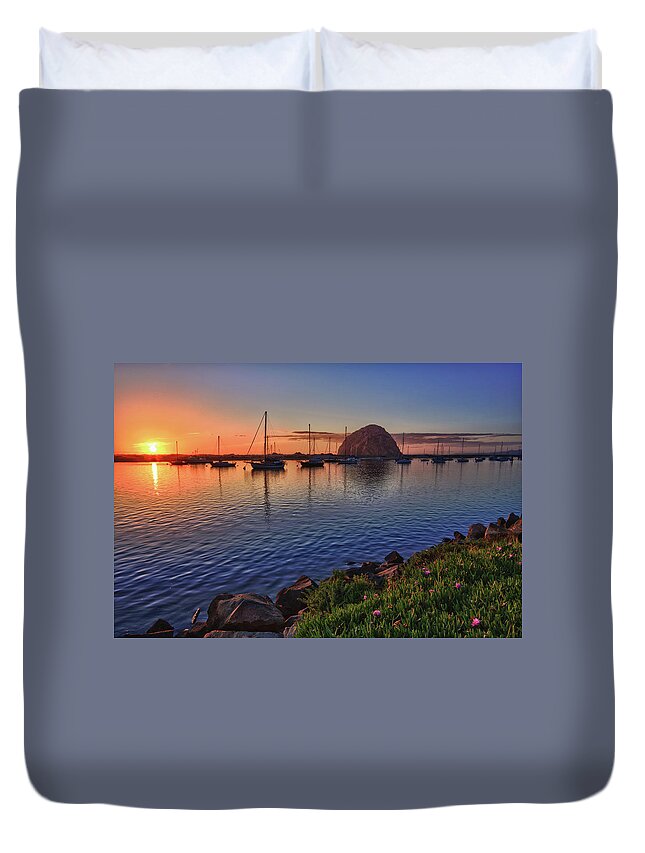 Morro Bay Duvet Cover featuring the photograph Quite Sunset by Beth Sargent