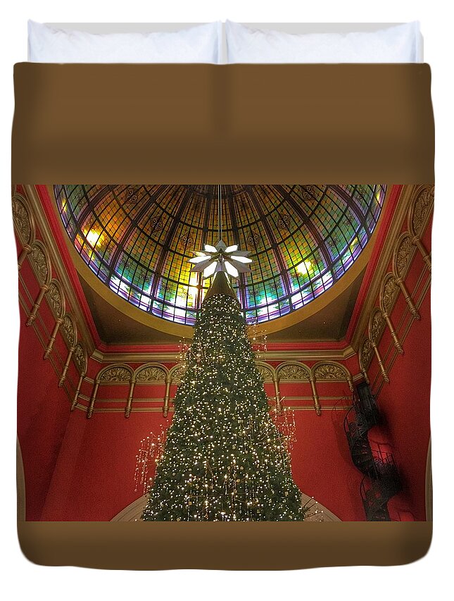 Christmas Tree Duvet Cover featuring the photograph QVB Christmas Tree by Lawrence S Richardson Jr