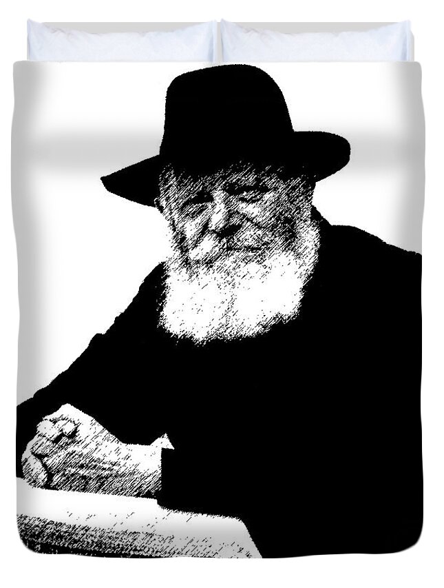 Rabbi Menachem Schneerson Duvet Cover featuring the photograph It's A Segulah - Rabbi Menachem Schneerson - Lubavitcher Rebbe by Doc Braham