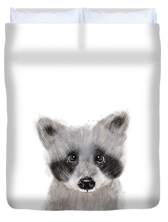 Raccoon Duvet Cover featuring the painting Raccoon by Bri Buckley