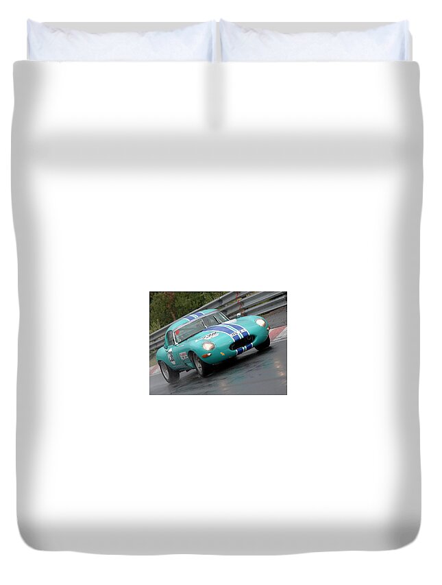 Race Car Duvet Cover featuring the digital art Race Car by Maye Loeser