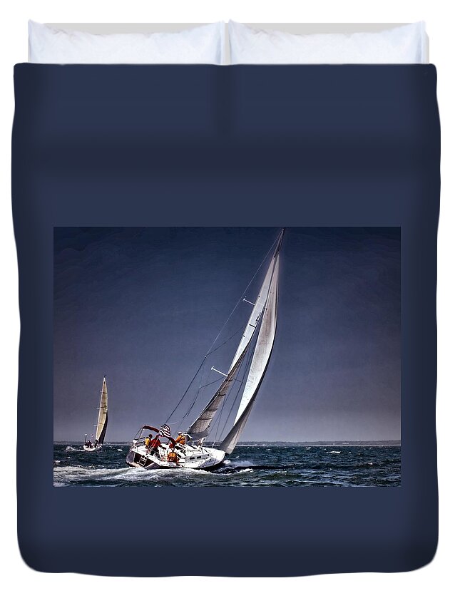 Sailing Duvet Cover featuring the photograph Racing to Nantucket by Bruce Gannon