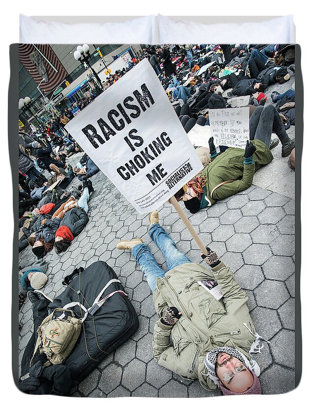 Black Lives Matter Duvet Cover featuring the photograph Racism is Choking Me by Theodore Jones