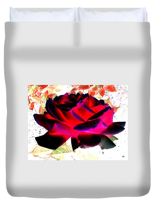 Rose Duvet Cover featuring the digital art Radiant Red Rose by Will Borden
