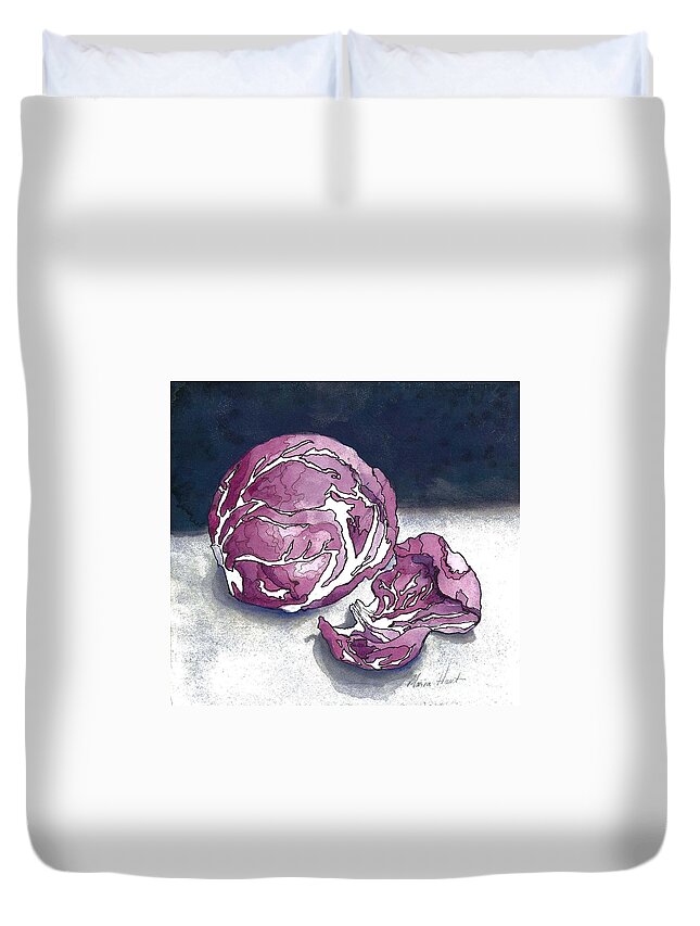 Vegetable Duvet Cover featuring the painting Radicchio After Dark by Maria Hunt