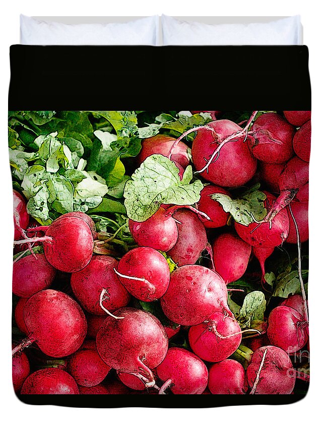 Radishes Duvet Cover featuring the digital art Radishes 1 by David Blank