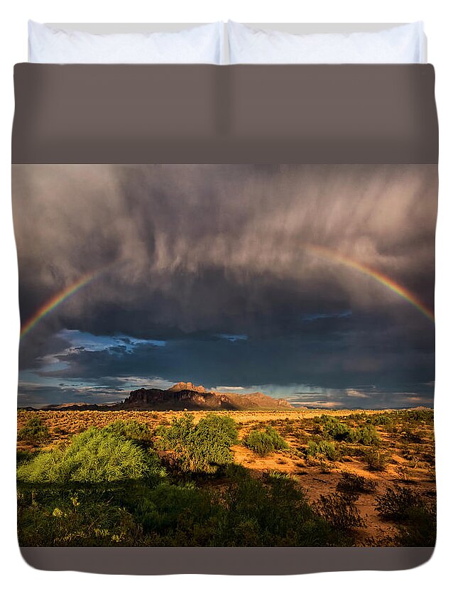 Arizona Duvet Cover featuring the photograph Rain and Rainbows by Saija Lehtonen