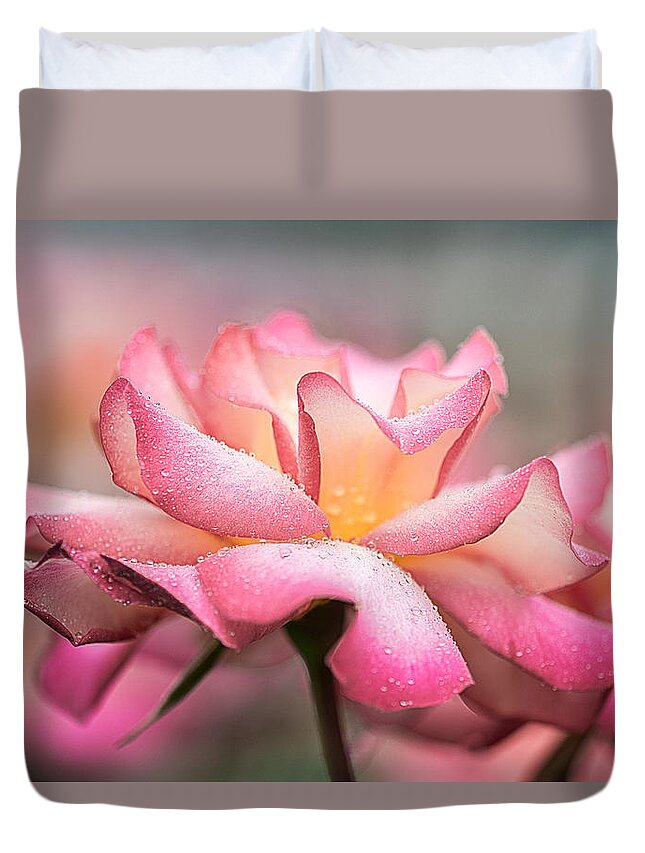 Floral Duvet Cover featuring the photograph Rain Catcher by Jeff Abrahamson