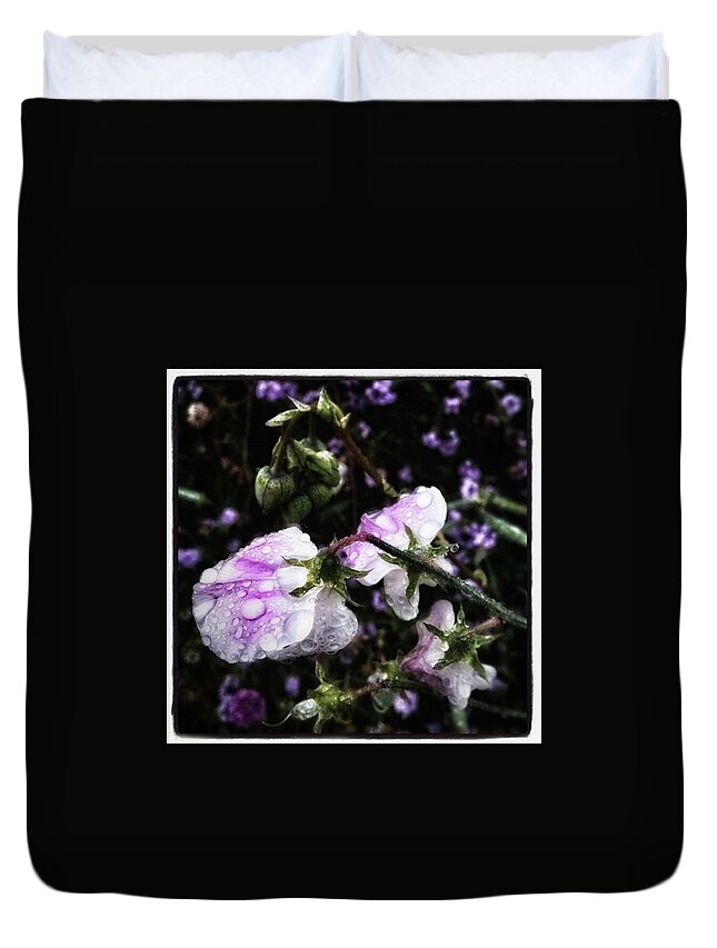 Flowers Duvet Cover featuring the photograph Rain Kissed Petals. This Flower Art by Mr Photojimsf