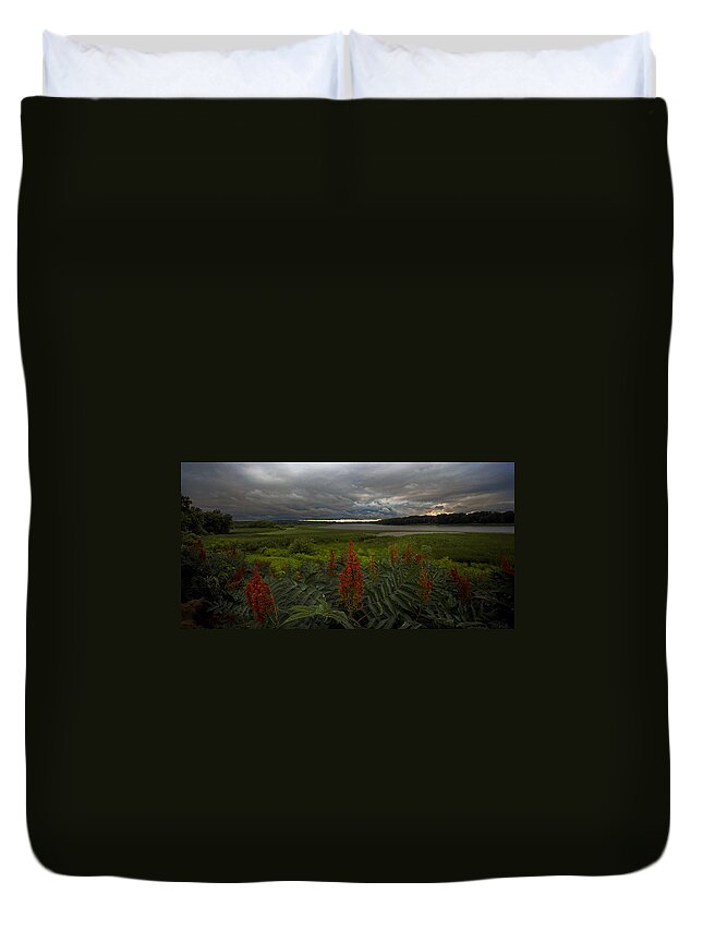 Mohawk River Duvet Cover featuring the photograph Rain Over the Mohawk by Neil Shapiro