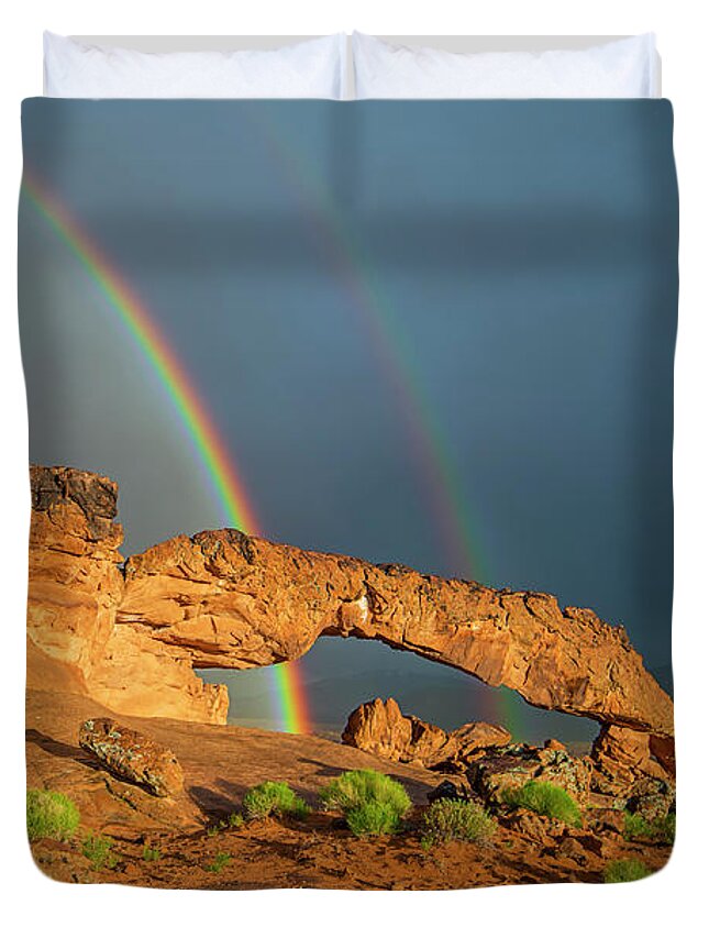 Sky Duvet Cover featuring the photograph Rainbow Arch by Ralf Rohner