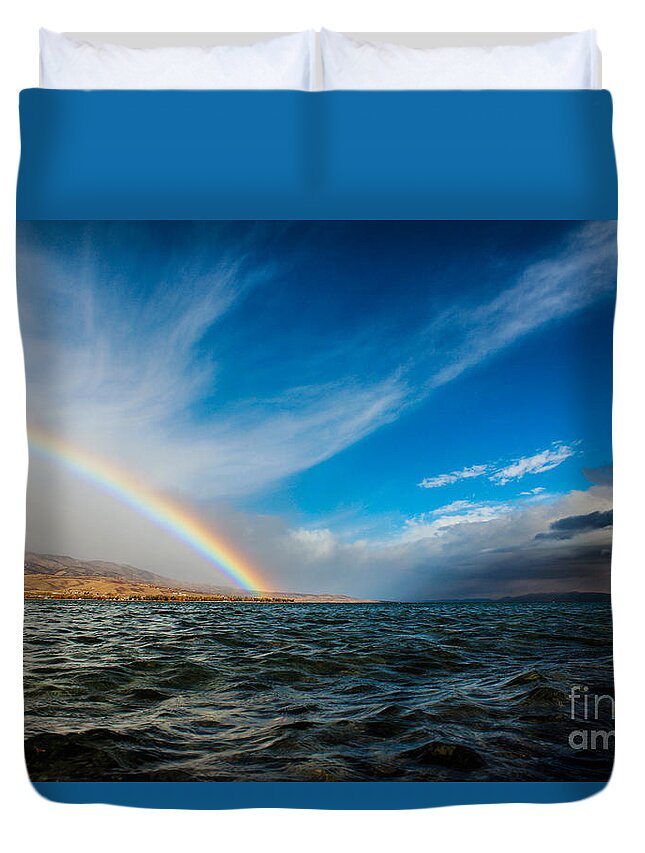 Bear Duvet Cover featuring the photograph Rainbow, Bear Lake by Bret Barton