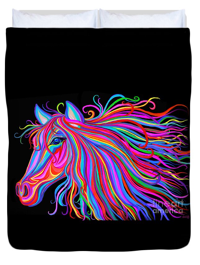 Horse Duvet Cover featuring the painting Rainbow Horse by Nick Gustafson