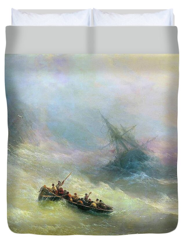 Rainbow Duvet Cover featuring the painting Rainbow Ivan Aivazovsky 1873 by Movie Poster Prints
