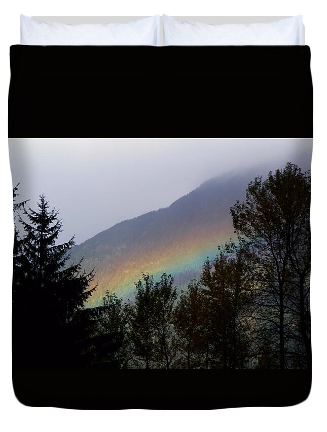 Rainbow Mountain Duvet Cover featuring the photograph Rainbow Mountain Bella Coola BC by Barbara St Jean