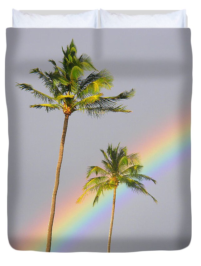 Afternoon Duvet Cover featuring the photograph Rainbow Palms by Ron Dahlquist - Printscapes