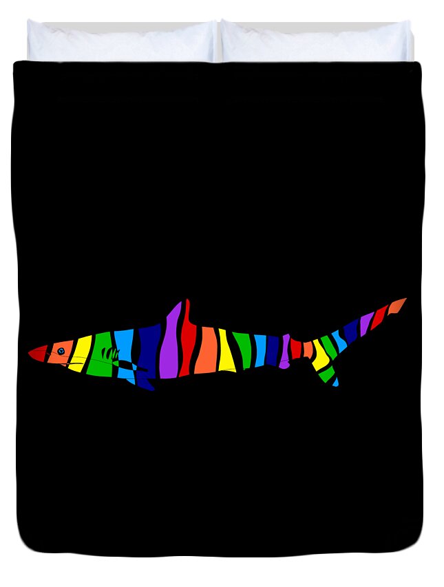 Rainbow Duvet Cover featuring the digital art Rainbow Shark by Piotr Dulski