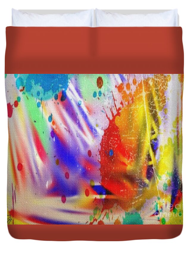 Digital Art Duvet Cover featuring the photograph Rainbow Splatters by Kathie Chicoine