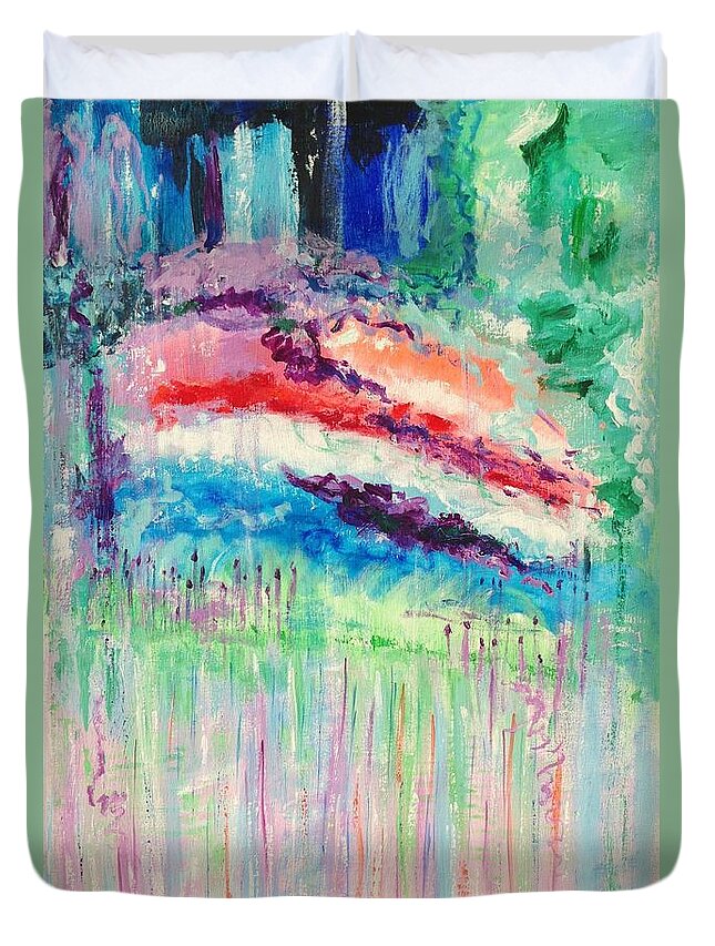 Contemporary Duvet Cover featuring the painting Rainbow Storm by Diane Pape