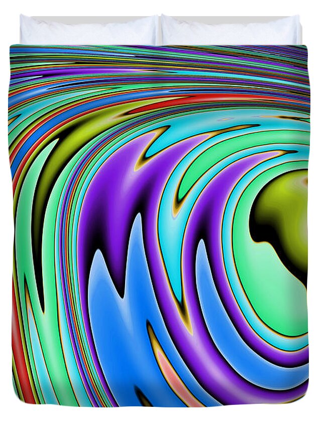 Rainbow Abstract Duvet Cover featuring the digital art Rainbow in Abstract 02 by John Edwards