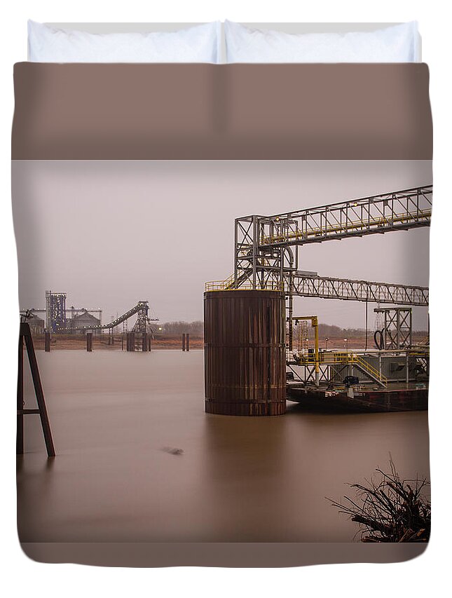 Mississippi River Duvet Cover featuring the photograph Rainy Day on the Mississippi River by Garry McMichael