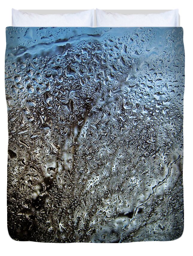 Art Duvet Cover featuring the photograph Rainy day - Water drops on window by Dimitar Hristov