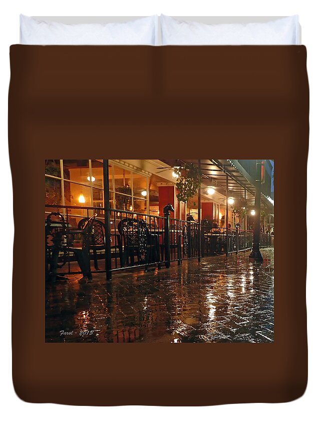 Rain Duvet Cover featuring the photograph Rainy Night in Gainesville by Farol Tomson