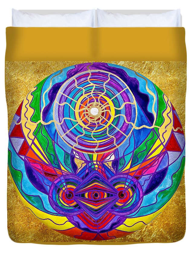 Vibration Duvet Cover featuring the painting Raise Your Vibration by Teal Eye Print Store