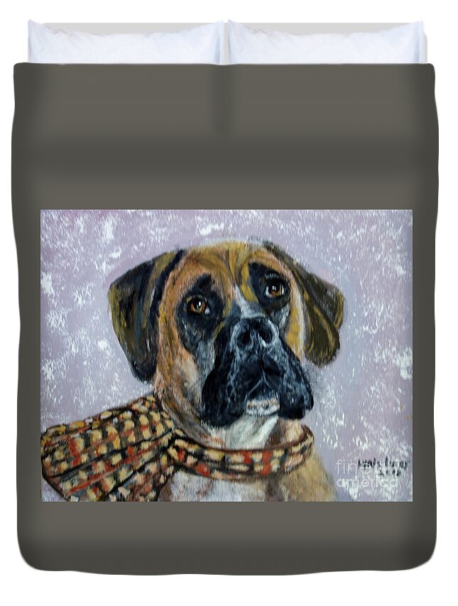Portrait Duvet Cover featuring the painting Ralph by Lyric Lucas