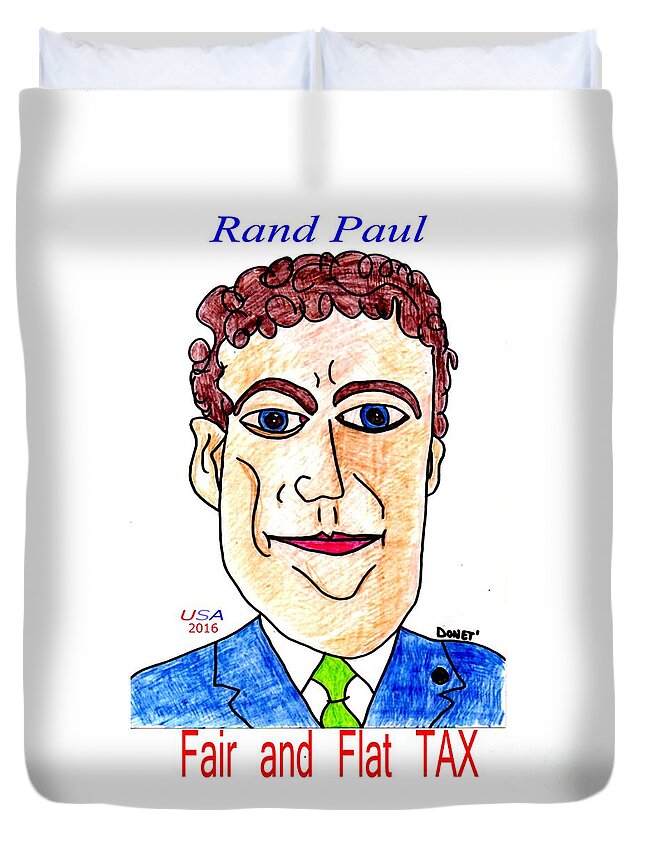 Rand Duvet Cover featuring the painting Rand Paul for President by James and Donna Daugherty