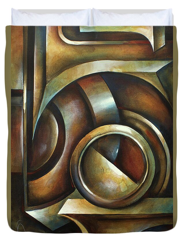 Shapes Duvet Cover featuring the painting Random Containment by Michael Lang