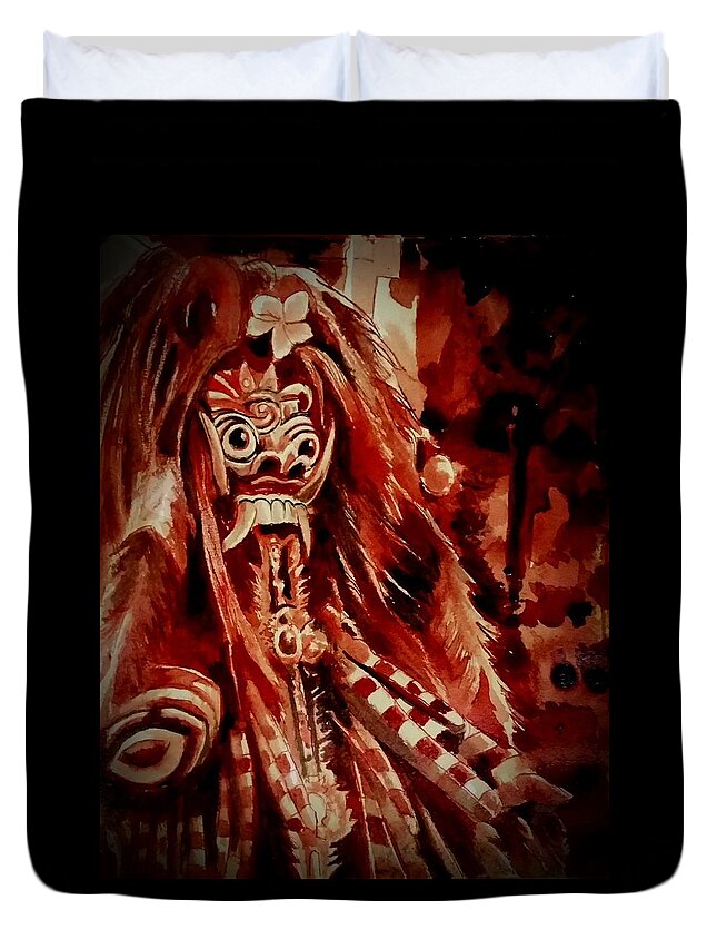 Rangda Duvet Cover featuring the painting Rangda by Ryan Almighty