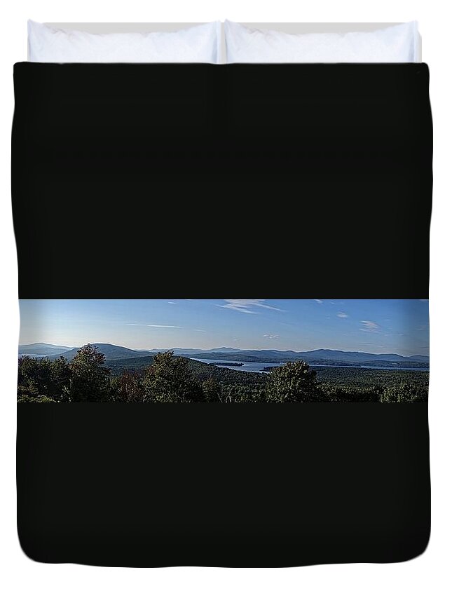 Lake Duvet Cover featuring the photograph Rangeley Lake Sunset Panoramic by Russ Considine