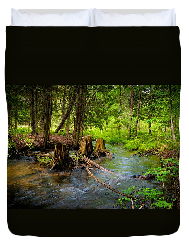 Michigan Duvet Cover featuring the photograph Rapid River by Dean Ginther