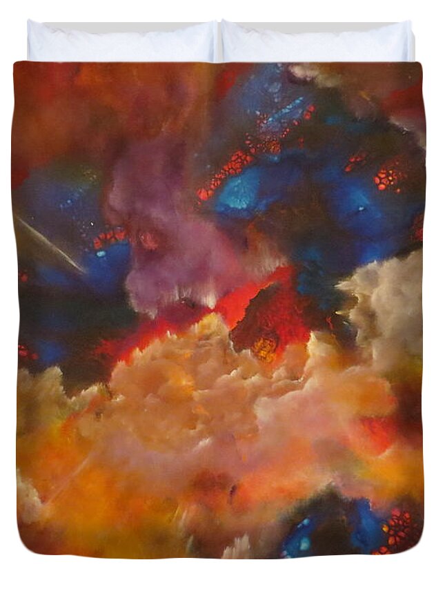 Abstract Duvet Cover featuring the painting Rapture by Soraya Silvestri