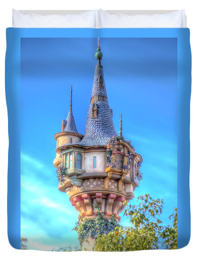 Magic Kingdom Duvet Cover featuring the photograph Rapunzel Castle Tower by Mark Andrew Thomas