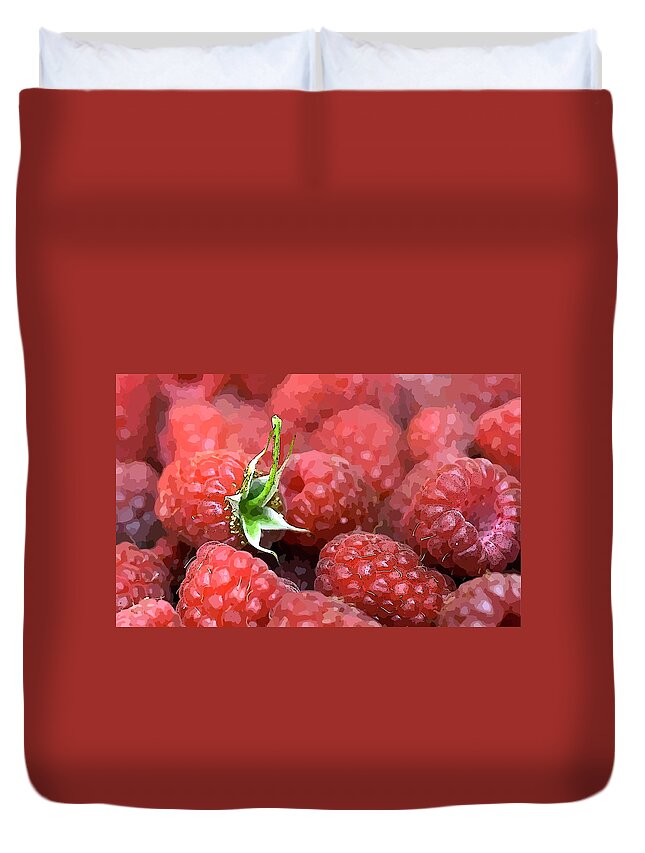Raspberry Duvet Cover featuring the digital art Raspberry by Lora Battle
