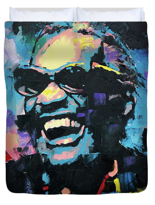 Ray Charles Duvet Cover featuring the painting Ray Charles by Richard Day