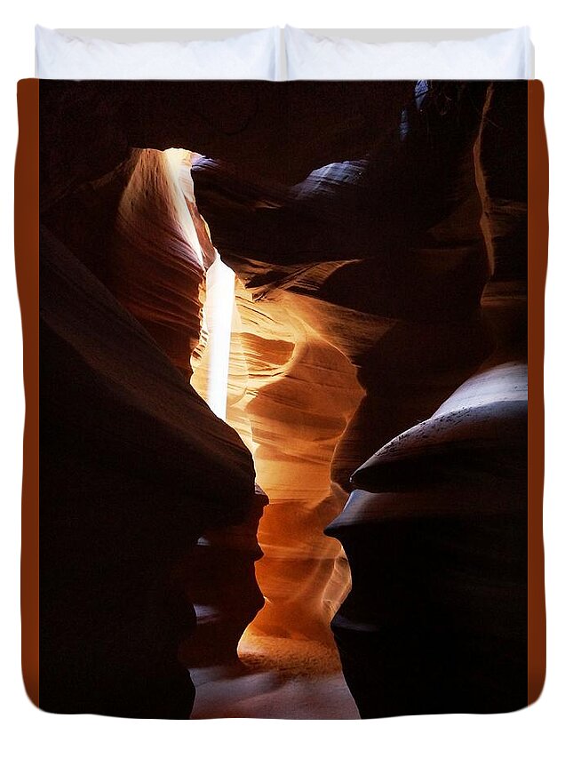 Antilope Canyon Duvet Cover featuring the photograph Ray of Light by Julia Ivanovna Willhite