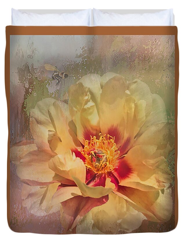 Flower Duvet Cover featuring the photograph Rayanne's peony by Jeff Burgess