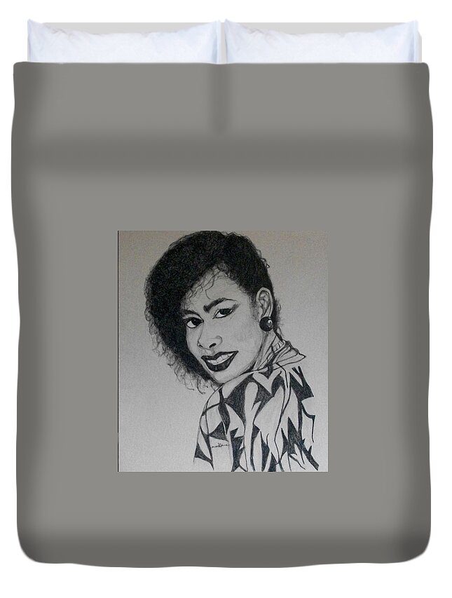 Custom Portrait Duvet Cover featuring the drawing R.E. Memorial Custom Portrait by Michelle Gilmore