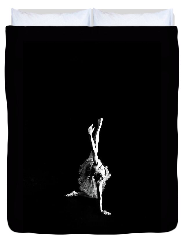 Ballerina Duvet Cover featuring the photograph Reaching Ballerina by Scott Sawyer