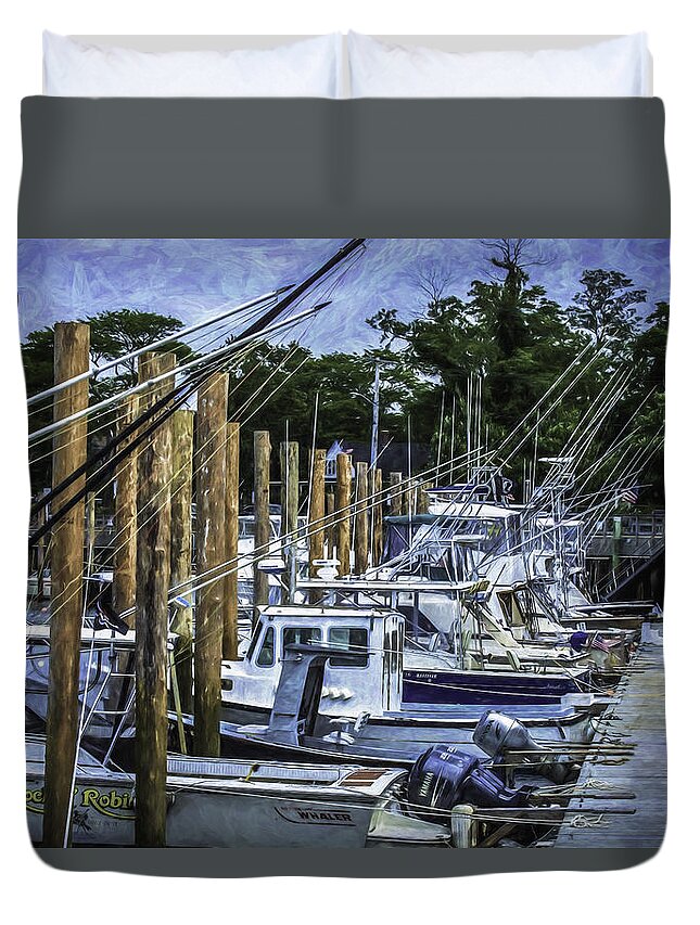 Fishing Boats Duvet Cover featuring the photograph Ready for fishing by Mary Clough