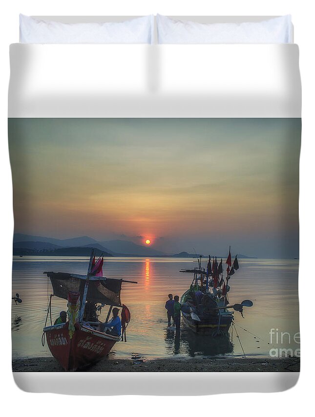 Michelle Meenawong Duvet Cover featuring the photograph Ready For Night Fishing by Michelle Meenawong