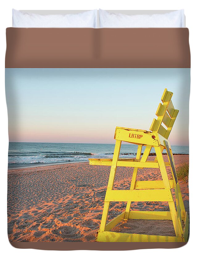 Long Beach Island Duvet Cover featuring the photograph Ready For The Day by Kristia Adams