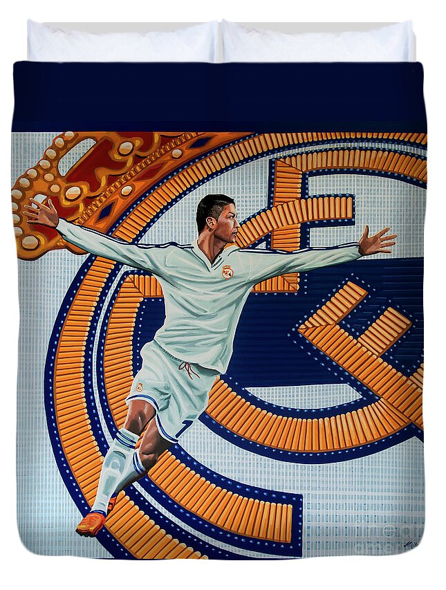 Real Madrid Duvet Cover featuring the painting Real Madrid Painting by Paul Meijering