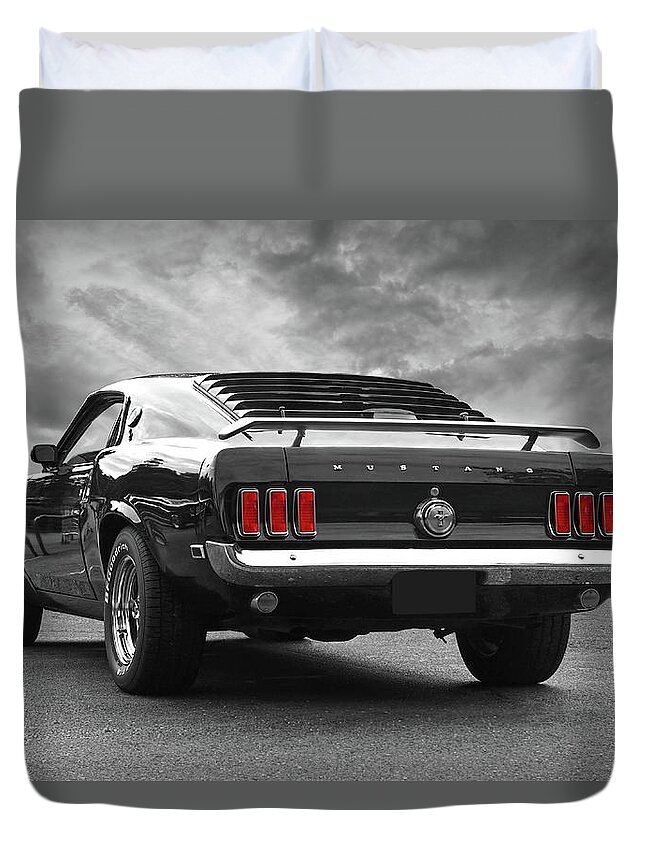 Rear Of The Year - '69 Mustang Duvet Cover by Gill Billington - Pixels