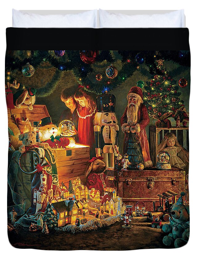 Santa Claus Duvet Cover featuring the painting Reason for the Season by Greg Olsen