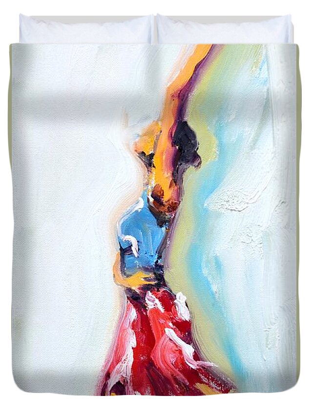Dance Duvet Cover featuring the painting Rebekah's Dance Series 1 Pose 3 by Donna Tuten